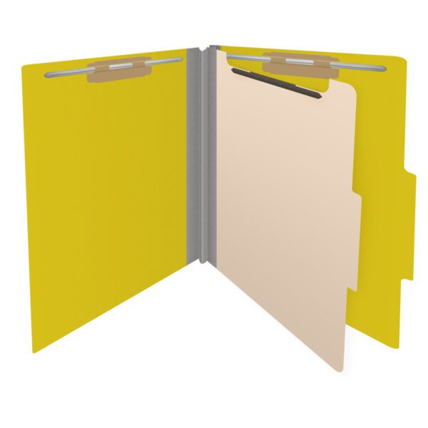 Top Tab Classification Folder, 2" Expansion, Letter Size, 1 Divider, Yellow (Box of 10) - Image 4
