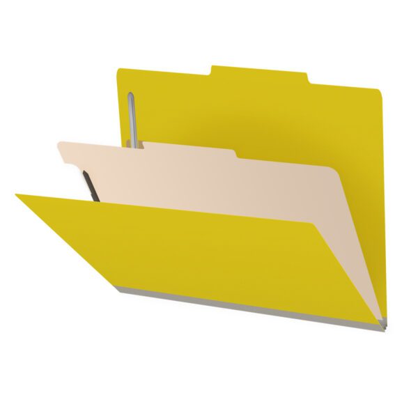Top Tab Classification Folder, 2" Expansion, Letter Size, 1 Divider, Yellow (Box of 10)