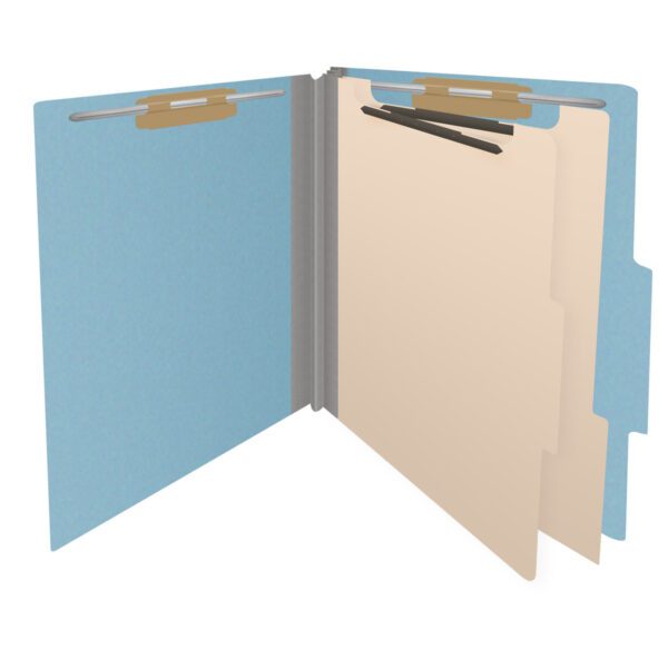 Top Tab Classification Folder, 2" Expansion, Letter Size, 2 Dividers, Light Blue (Box of 10) - Image 4