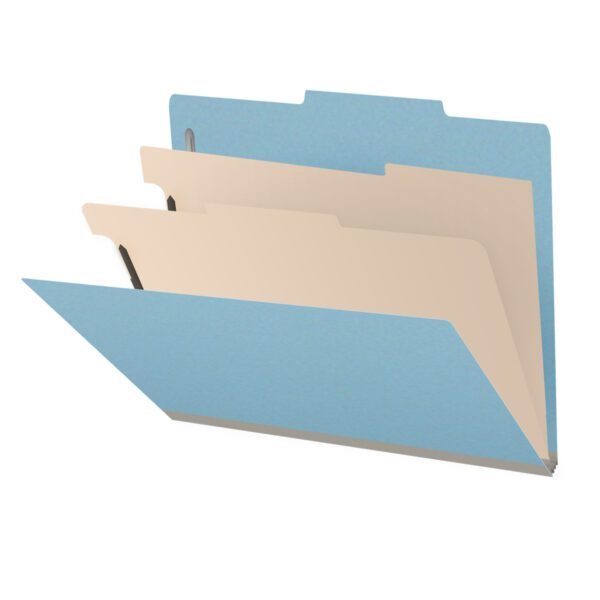 Top Tab Classification Folder, 2" Expansion, Letter Size, 2 Dividers, Light Blue (Box of 10)