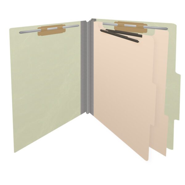 Top Tab Classification Folder, 2" Expansion, Letter Size, 2 Dividers, Pale Green (Box of 10) - Image 4
