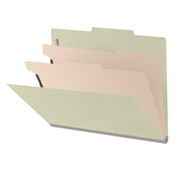 Top Tab Classification Folder, 2" Expansion, Letter Size, 2 Dividers, Pale Green (Box of 10)