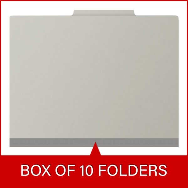 Top Tab Classification Folder, 2" Expansion, Letter Size, 2 Dividers, Light Gray (Box of 10) - Image 6