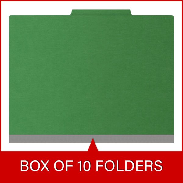 Top Tab Classification Folder, 2" Expansion, Letter Size, 2 Dividers, Moss Green (Box of 10) - Image 6