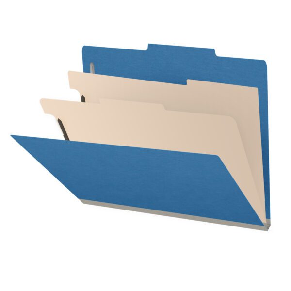 Top Tab Classification Folder, 2" Expansion, Letter Size, 2 Dividers, Dark Blue (Box of 10)