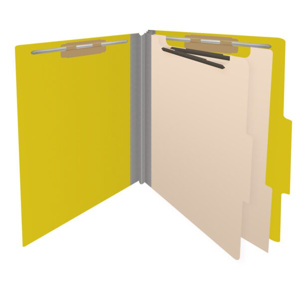 Top Tab Classification Folder, 2" Expansion, Letter Size, 2 Dividers, Yellow (Box of 10) - Image 4