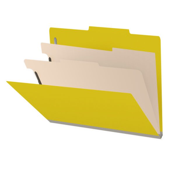 Top Tab Classification Folder, 2" Expansion, Letter Size, 2 Dividers, Yellow (Box of 10)