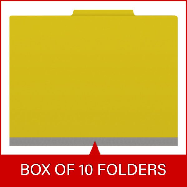 Top Tab Classification Folder, 2" Expansion, Letter Size, 2 Dividers, Yellow (Box of 10) - Image 6