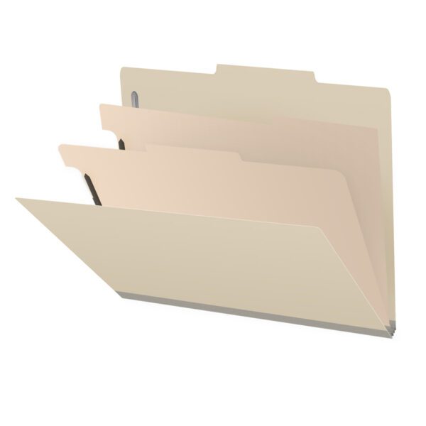 Top Tab Classification Folder, 2" Expansion, Letter Size, 2 Dividers, Manila (Box of 10)