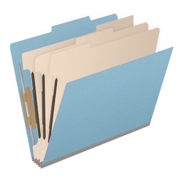 Top Tab Classification Folder, 2" Expansion, Letter Size, 3 Dividers, Light Blue (Box of 10) - Image 2
