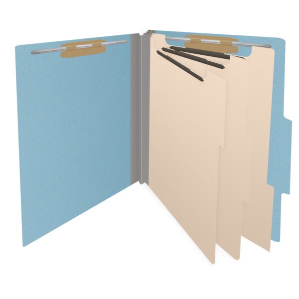 Top Tab Classification Folder, 2" Expansion, Letter Size, 3 Dividers, Light Blue (Box of 10) - Image 4