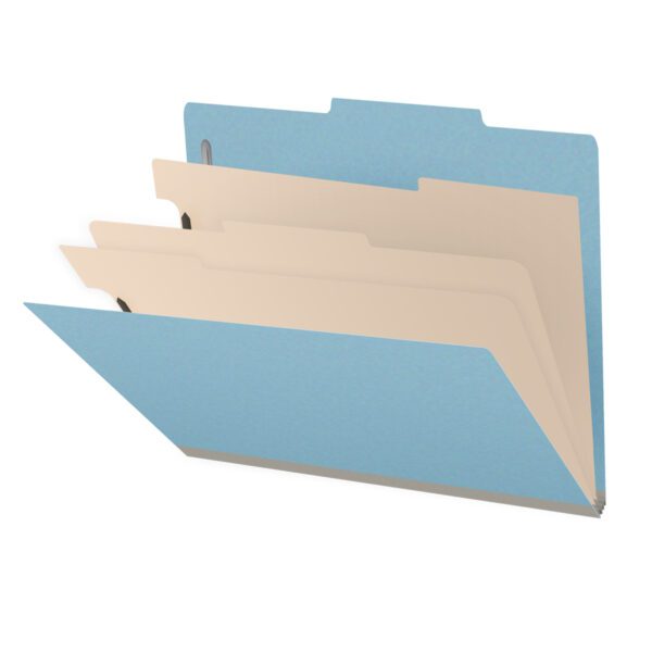 Top Tab Classification Folder, 2" Expansion, Letter Size, 3 Dividers, Light Blue (Box of 10)
