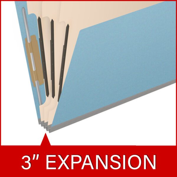 Top Tab Classification Folder, 2" Expansion, Letter Size, 3 Dividers, Light Blue (Box of 10) - Image 7