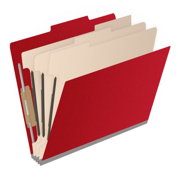 Top Tab Classification Folder, 2" Expansion, Letter Size, 3 Dividers, Deep Red (Box of 10) - Image 2