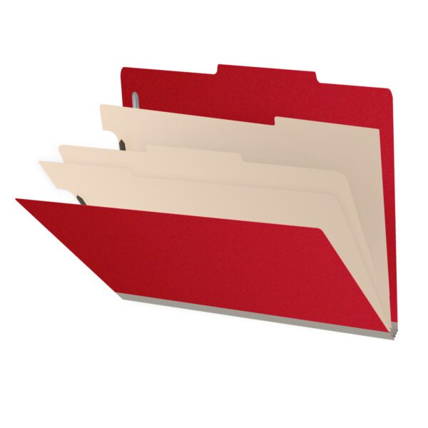 Top Tab Classification Folder, 2" Expansion, Letter Size, 3 Dividers, Deep Red (Box of 10)