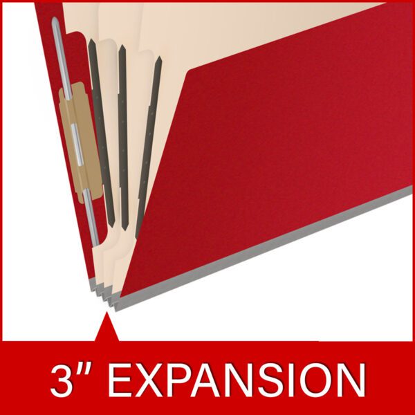 Top Tab Classification Folder, 2" Expansion, Letter Size, 3 Dividers, Deep Red (Box of 10) - Image 7
