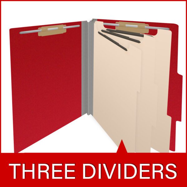 Top Tab Classification Folder, 2" Expansion, Letter Size, 3 Dividers, Deep Red (Box of 10) - Image 8