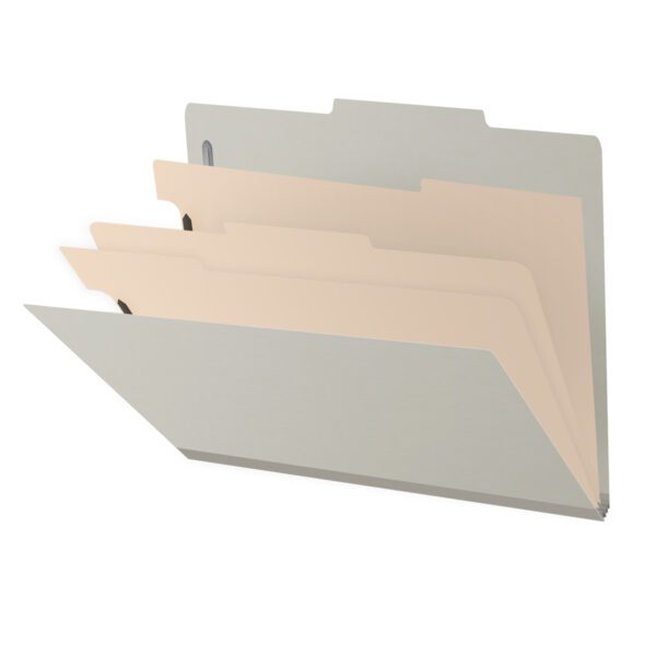 Top Tab Classification Folder, 2" Expansion, Letter Size, 3 Dividers, Light Gray (Box of 10)