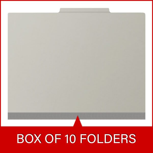Top Tab Classification Folder, 2" Expansion, Letter Size, 3 Dividers, Light Gray (Box of 10) - Image 6