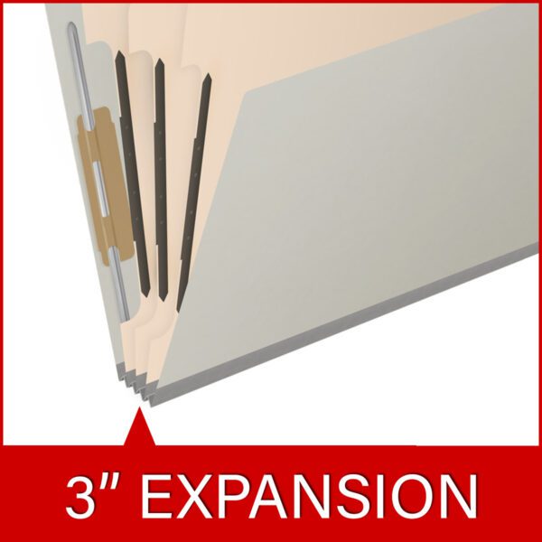 Top Tab Classification Folder, 2" Expansion, Letter Size, 3 Dividers, Light Gray (Box of 10) - Image 7