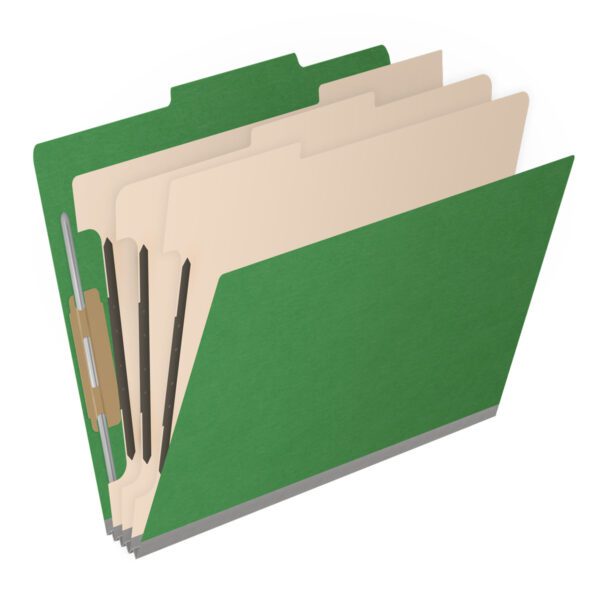 Top Tab Classification Folder, 2" Expansion, Letter Size, 3 Dividers, Moss Green (Box of 10) - Image 2