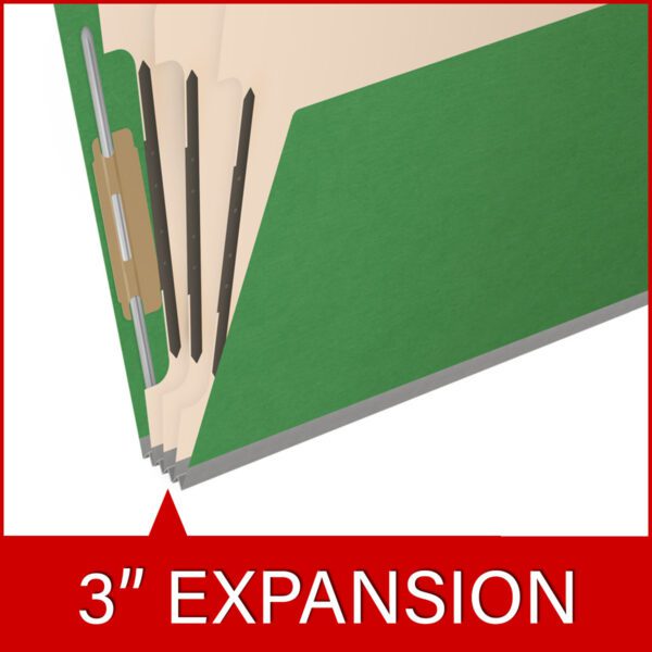 Top Tab Classification Folder, 2" Expansion, Letter Size, 3 Dividers, Moss Green (Box of 10) - Image 7