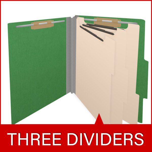 Top Tab Classification Folder, 2" Expansion, Letter Size, 3 Dividers, Moss Green (Box of 10) - Image 8
