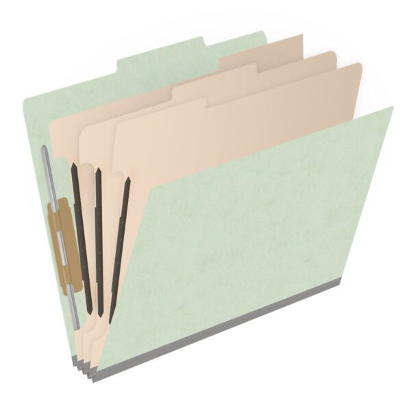 Top Tab Classification Folder, 2" Expansion, Letter Size, 3 Dividers, Pale Green (Box of 10) - Image 2