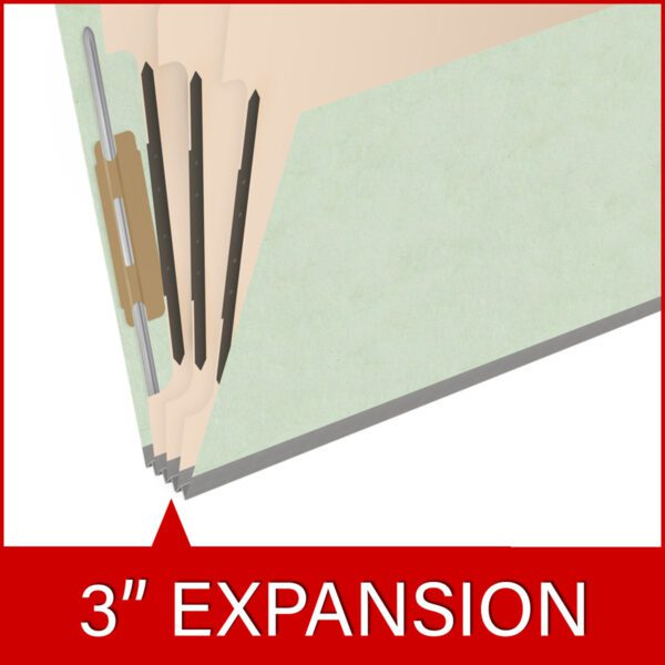 Top Tab Classification Folder, 2" Expansion, Letter Size, 3 Dividers, Pale Green (Box of 10) - Image 7