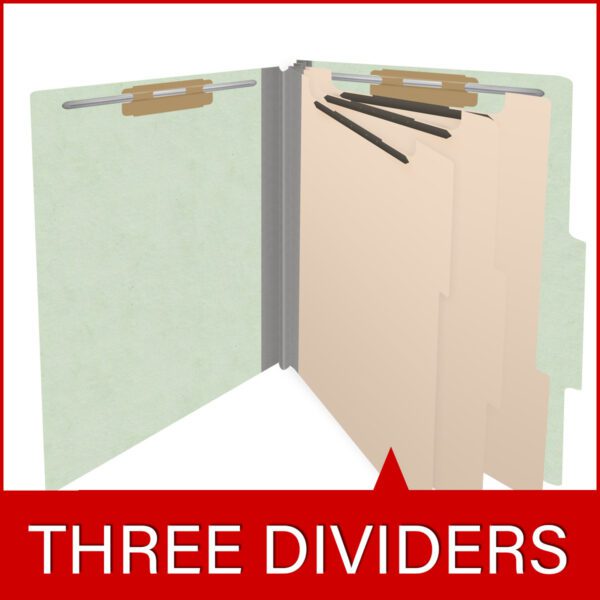 Top Tab Classification Folder, 2" Expansion, Letter Size, 3 Dividers, Pale Green (Box of 10) - Image 8