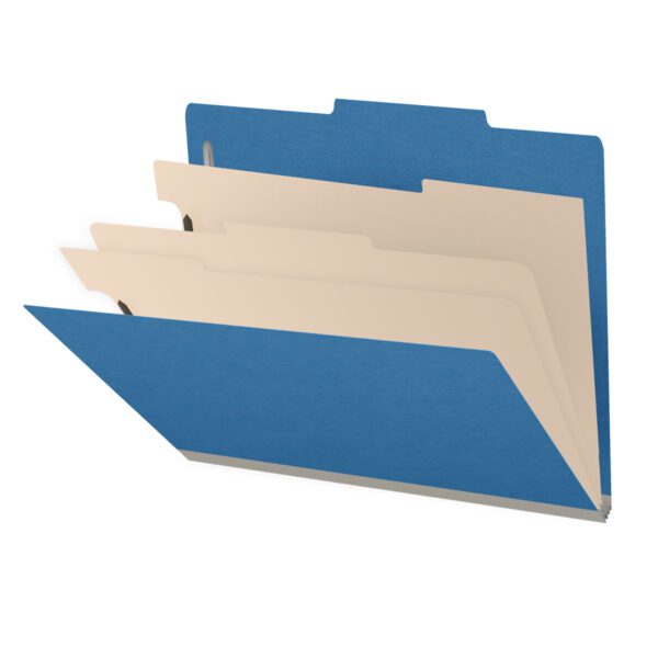 Top Tab Classification Folder, 2" Expansion, Letter Size, 3 Dividers, Dark Blue (Box of 10)