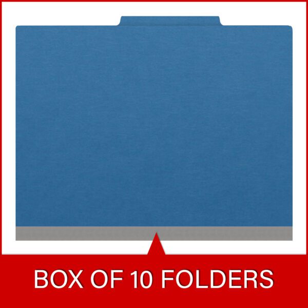 Top Tab Classification Folder, 2" Expansion, Letter Size, 3 Dividers, Dark Blue (Box of 10) - Image 6