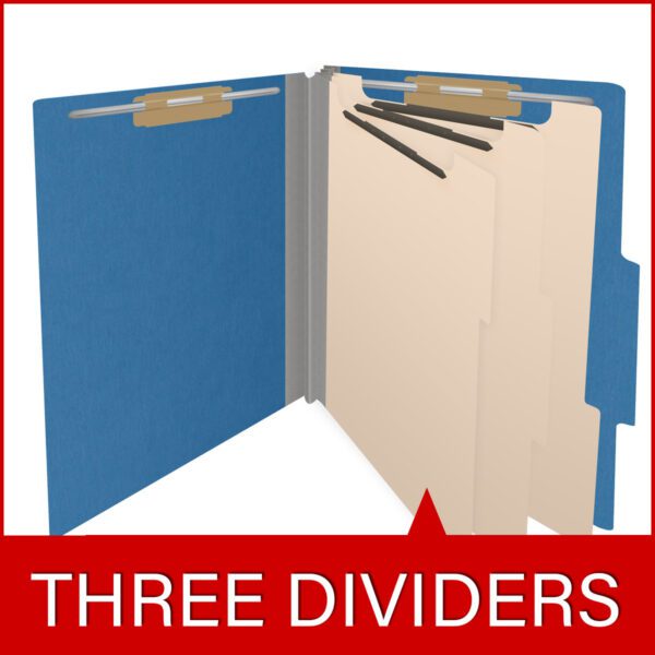 Top Tab Classification Folder, 2" Expansion, Letter Size, 3 Dividers, Dark Blue (Box of 10) - Image 8