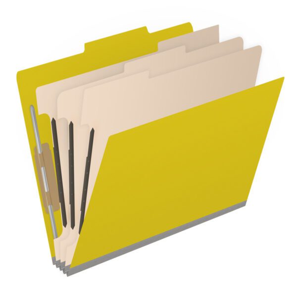 Top Tab Classification Folder, 2" Expansion, Letter Size, 3 Dividers, Yellow (Box of 10) - Image 2