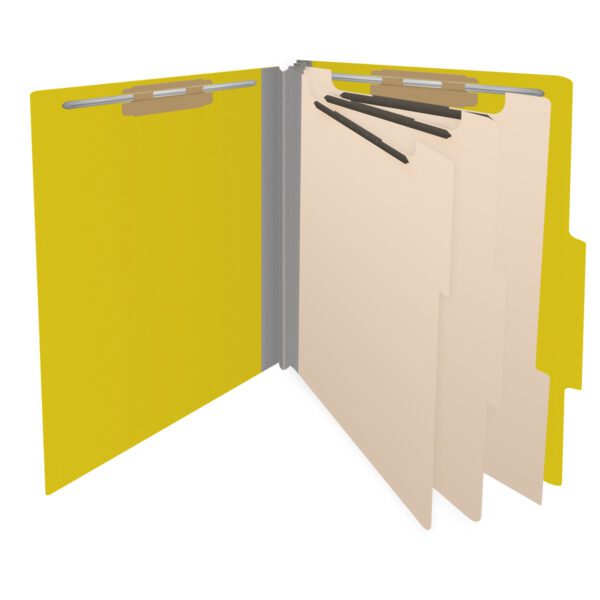 Top Tab Classification Folder, 2" Expansion, Letter Size, 3 Dividers, Yellow (Box of 10) - Image 4