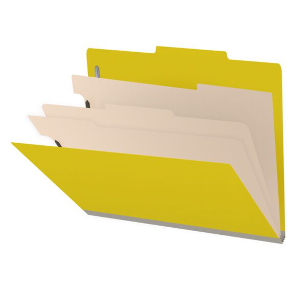 Top Tab Classification Folder, 2" Expansion, Letter Size, 3 Dividers, Yellow (Box of 10)