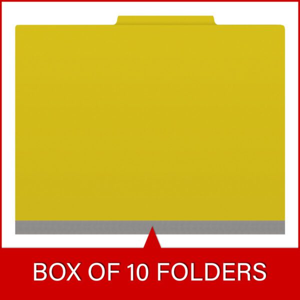 Top Tab Classification Folder, 2" Expansion, Letter Size, 3 Dividers, Yellow (Box of 10) - Image 6
