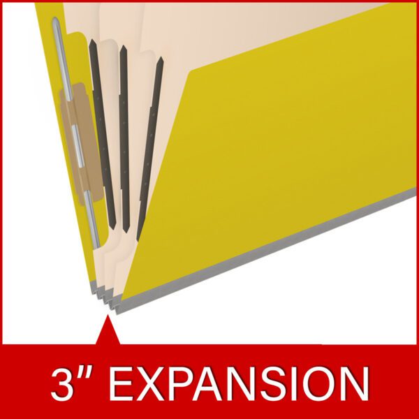 Top Tab Classification Folder, 2" Expansion, Letter Size, 3 Dividers, Yellow (Box of 10) - Image 7