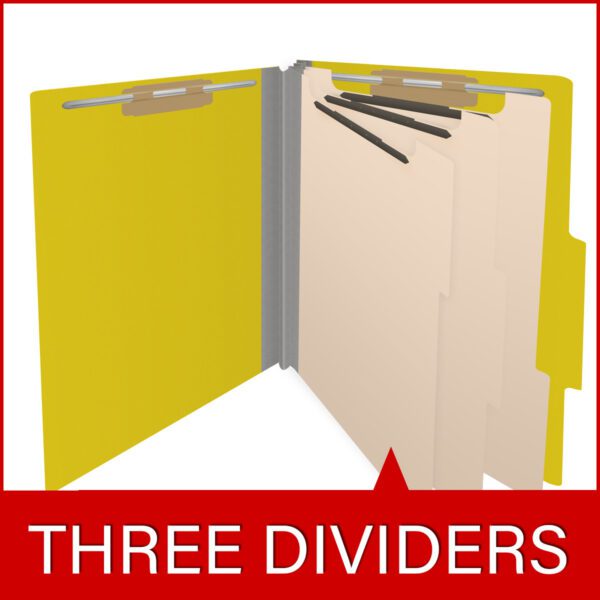Top Tab Classification Folder, 2" Expansion, Letter Size, 3 Dividers, Yellow (Box of 10) - Image 8