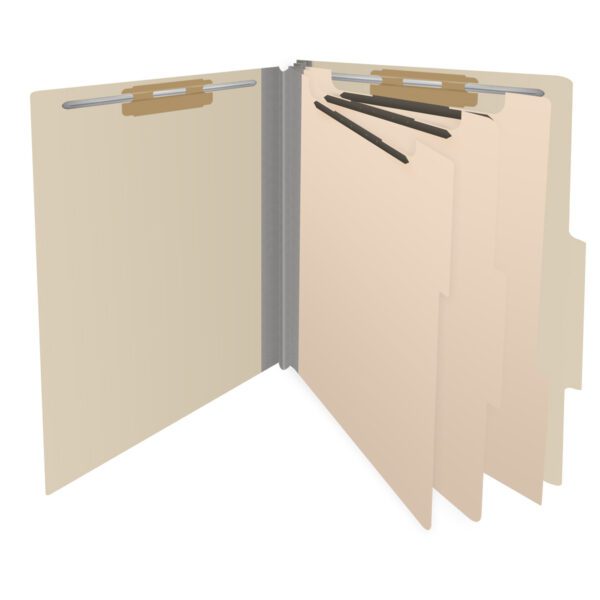 Top Tab Classification Folder, 2" Expansion, Letter Size, 3 Dividers, Manila (Box of 10) - Image 4