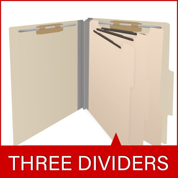 Top Tab Classification Folder, 2" Expansion, Letter Size, 3 Dividers, Manila (Box of 10) - Image 8