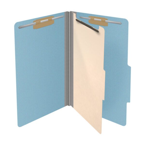 Top Tab Classification Folder, 2" Expansion, Legal Size, 1 Divider, Light Blue (Box of 10) - Image 4