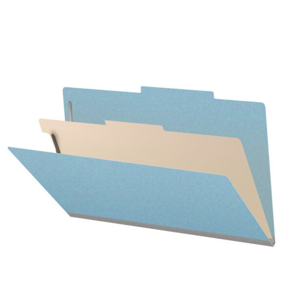 Top Tab Classification Folder, 2" Expansion, Legal Size, 1 Divider, Light Blue (Box of 10)
