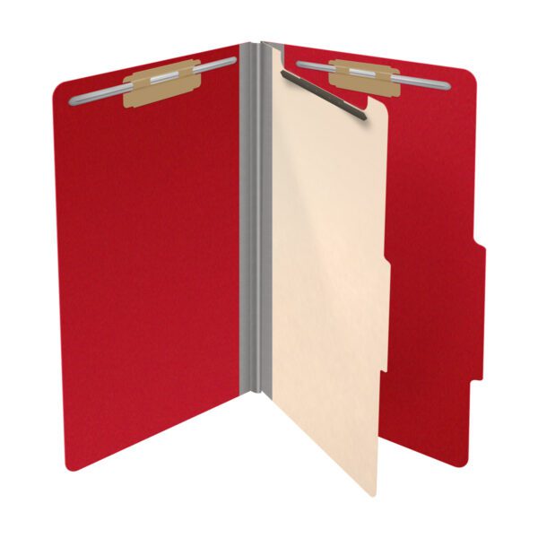 Top Tab Classification Folder, 2" Expansion, Legal Size, 1 Divider, Deep Red (Box of 10) - Image 4
