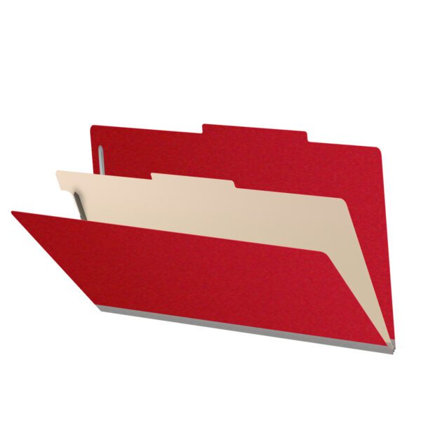 Top Tab Classification Folder, 2" Expansion, Legal Size, 1 Divider, Deep Red (Box of 10)