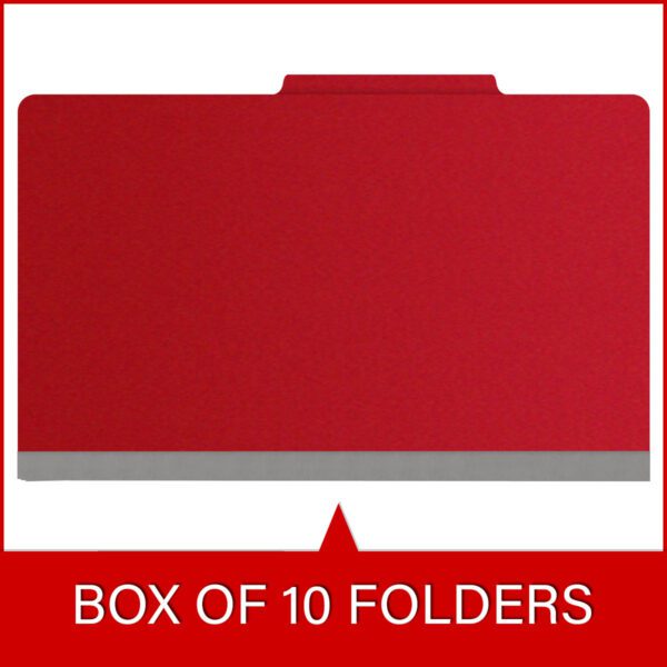 Top Tab Classification Folder, 2" Expansion, Legal Size, 1 Divider, Deep Red (Box of 10) - Image 6