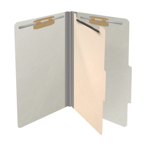 Top Tab Classification Folder, 2" Expansion, Legal Size, 1 Divider, Light Gray (Box of 10) - Image 4