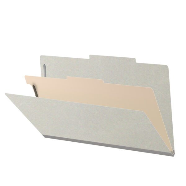 Top Tab Classification Folder, 2" Expansion, Legal Size, 1 Divider, Light Gray (Box of 10)