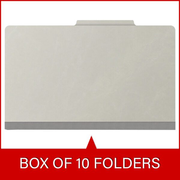 Top Tab Classification Folder, 2" Expansion, Legal Size, 1 Divider, Light Gray (Box of 10) - Image 6