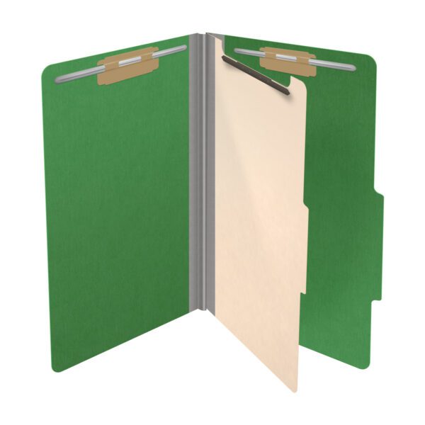 Top Tab Classification Folder, 2" Expansion, Legal Size, 1 Divider, Moss Green (Box of 10) - Image 4